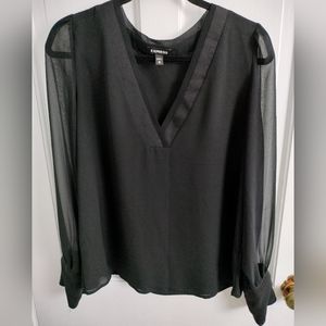 Express v-neck blouse sheer sleeves